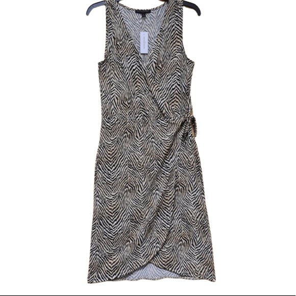 2/$40 NWT Banana Republic Faux wrap sleeveless dress, animal print, Size Small - Picture 2 of 12